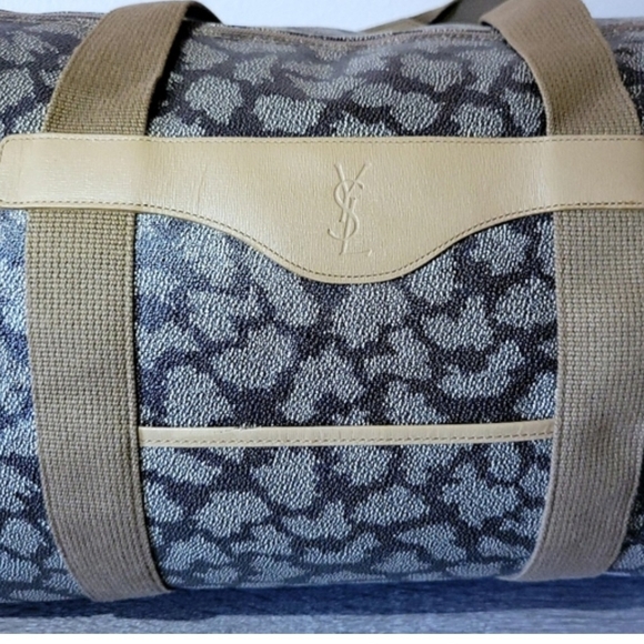 Vintage Yves Saint Laurent Black and Brown Patterned Duffel Bag - Picture 2 of 8